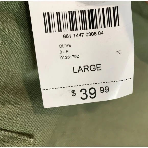 Forever 21 Women's High-Waisted Olive Cargo Pants Large Wide-Leg NWT - Picture 4 of 7